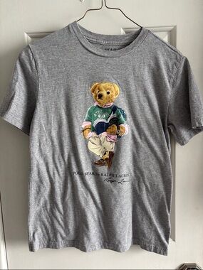 Ralph Lauren Gray Tee with Polo Bear Graphic
